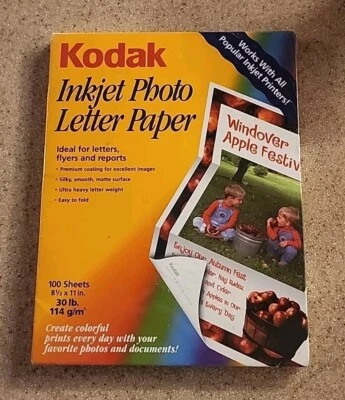 New Kodak Inkjet Photo letter paper, 100 sheets, silky, smooth, matte surface - Image 1 of 2