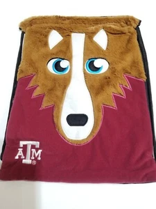 Texas A&M Drawstring Backpack Bag College Licensed 18” X 14” Faux Fur Mascot - Picture 1 of 8