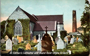 Cartolina d'epoca C 1906 St. Colman's Church Tower & Cemetery Cloyne Cork Irlanda - Foto 1 di 2