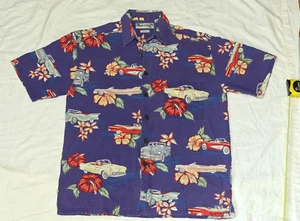 Camisa Robert Stock para hombre azul hawaiano aloha coches de surf floral M - Imagen 1 de 6