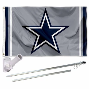 Dallas Cowboys Silver Flag Pole and Bracket Kit - Picture 1 of 8