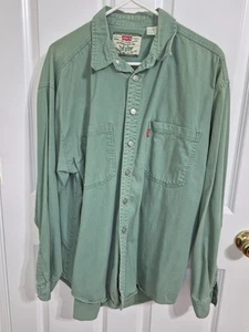 Camicia Levi's vintage anni 90 con bottoni in metallo manica lunga verde uomo grande - Foto 1 di 5