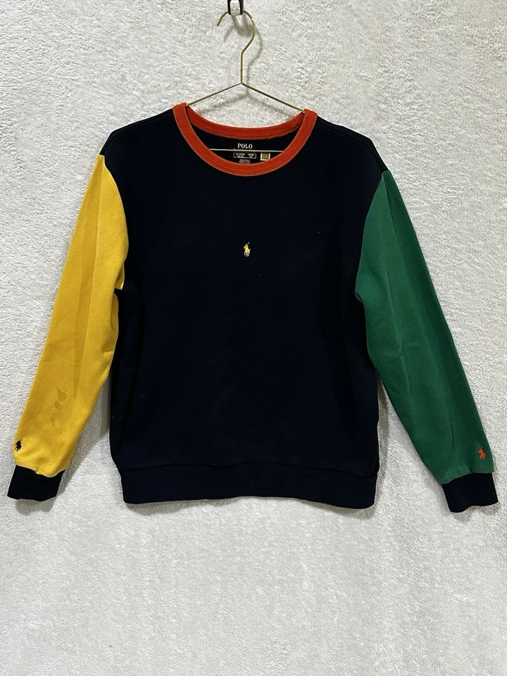 Polo Ralph Lauren Sweatshirt Boys XL 18-20 Crewneck Color Block Pony Pullover - Image 1 of 4