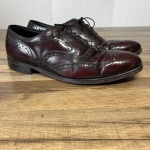 Johnston & Murphy Heritage Oxford Shoes Mens 11 CBurgundy Wingtip USA - Picture 1 of 17