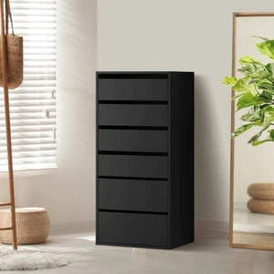 Oikiture Wardrobe Shelf Unit 6 Chest of Drawers Clothes Storage Cabinet Black - Picture 1 of 10