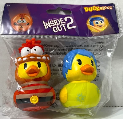 Disney Ansiedad y Alegría 3" Duckalooz Goma Duckie Jeep Pato Baño Juguete Paquete de 2 NUEVO Foto 1 de 2