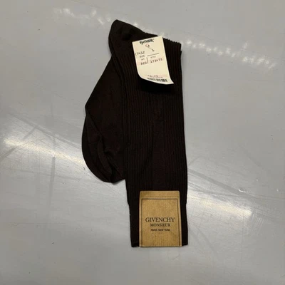 Новый Givenchy коричневый эластичной нейлона носки мужчин размер 10-13 США NOS винтажный винтажный винтажный - Изображение 1 из 2