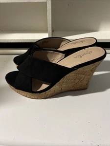Charles by Charles David Women's Latrice Cork Wedge Sandals Black Size 9.5 - Picture 1 of 9