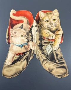 Oak Hall Christmas Cats in Boots Wanamaker Brown 1881 Trade Card B3 - Bild 1 von 4