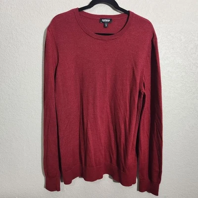 Express Sweater Mens XL Red Merino Wool Blend Crewneck - Image 1 of 4