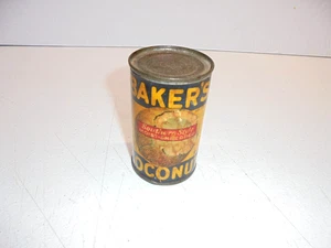 Antique 1926 Baker's Shredded Coconut Can Tin UNOPENED - Picture 1 of 8