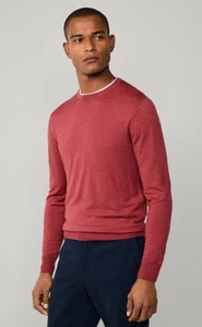 HACKETT Mens Merino Wool blend Crew Neck burnt red Jumper size SMALL New £190 - Picture 1 of 16