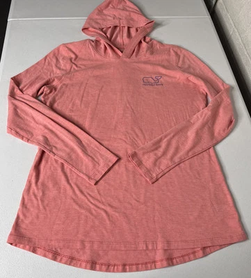 Para Mujer Vineyard Vines M Rosa Ballena Sudadera con Capucha Manga Larga Pull Over Camiseta Foto 1 de 4