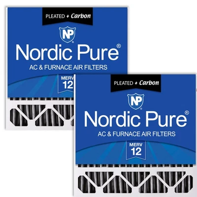 Nordic Pure 20x20x5 MERV 12 Pleated Carbon Air Filters 2 Pack (418) *READ* - Image 1 of 4
