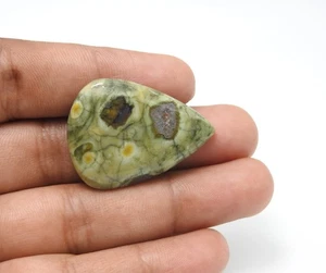 31.00 Cts Natural Rhyolite Gemstone Cabochon Pear Pendant Supply 25x34x5 mm - Picture 1 of 8