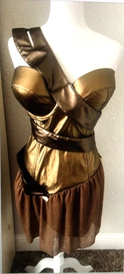 Vestido WONDER WOMAN XL Dorado Bronce Cuero Look DISFRAZ Juegos con disfraces BUSTIER HALLOWEEN Foto 1 de 4