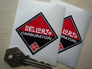DELLORTO CARBURATORI INC Diamond Shaped STICKERS 60mm Pair Bike Motorcycle Race - Picture 1 of 1