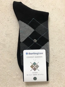 Burlington COVENT GARDEN Socken Damen Gr. 36-41 BW schwarz Grautöne blau Argyle - Bild 1 von 3