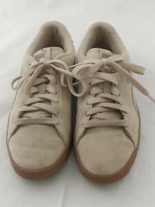 Women's Puma Suede Trainer Size 5 Sand Beige Taupe Lace Up Brown Sole Used 