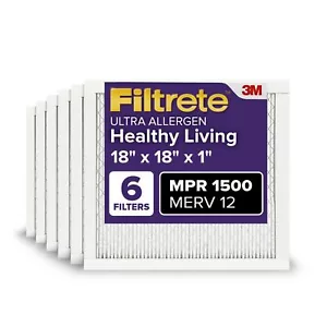 Filtrete 18x18x1 AC Furnace Air Filter, MERV 12, MPR 1500, CERTIFIED asthma &... - Picture 1 of 10
