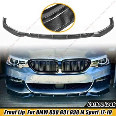 Labio de parachoques delantero de carbono estilo 17-19 GT para BMW Serie 5 G30 G31 G38 540i M Sport Foto 1 de 4