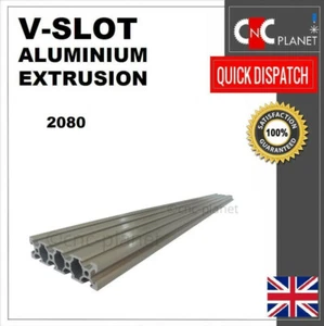 V-SLOT 2080 PROFILO DI ESTRUSIONE ALLUMINIO GUIDA DI MOVIMENTO LINEARE STAMPANTE 3D CNC UK  - Foto 1 di 2