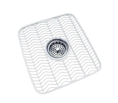 Sink Protector Mat Plastic with Center Drain Cutout Protect Sink 11 x 12" White - Image 1 of 4