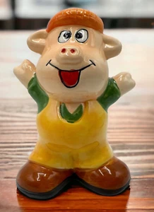 Novedad Caja de Dinero "MR PIG" Alcancía de Cerámica con Tapón de Goma 16cm ~ En muy buena condición - Imagen 1 de 10