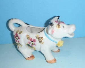 6" Vintage Ceramic Floral COW CREAMER - Picture 1 of 5