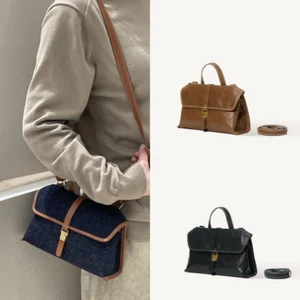 Songmont schlichte kleine Schultertasche aus Rindsleder Pendler Postbote weich Damen - Bild 1 von 22