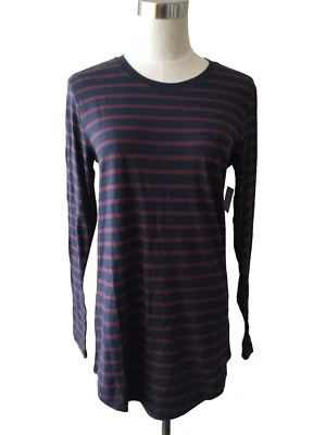NUEVA Camiseta de manga larga a rayas Nordstrom BP azul marino y rojo vino para mujer talla XS Foto 1 de 4