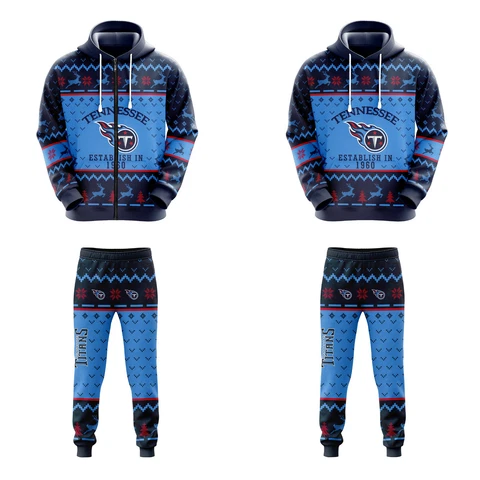 Tennessee Titans Christmas Tracksuit Outfits Casual Hoodie Set Pants Sweatsuit Cover