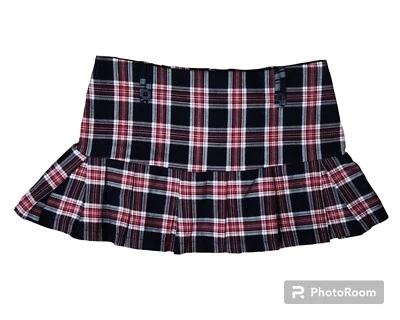 Vintage Wet Seal Skirt Y2K Pleated Micro Mini Plaid L Grunge Punk 34" academia - Image 1 of 4