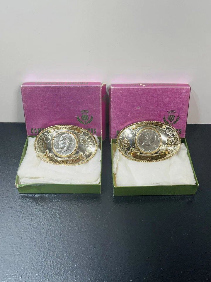 Comstock Silversmith Michigan Zona 1 Clase C Liberty Dollar G. Silver Hebilla de cinturón Foto 1 de 4