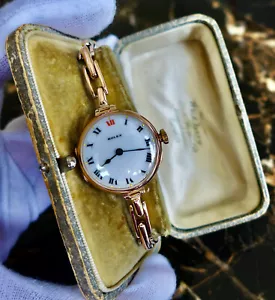 A BEAUTIFUL ANTIQUE 1916-1917 WW1 LADIES ROLEX DRESS WATCH 9K ROSE GOLD IN BOX - Picture 1 of 10