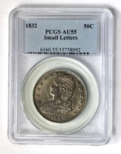 Medio dólar busto tapado 1832 - letras pequeñas - ¡PCGS AU55!! - Imagen 1 de 2