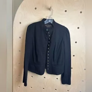 Blazer Lauren Ralph Lauren nero 💯 cotone con bottoni stile militare taglia media - Foto 1 di 4