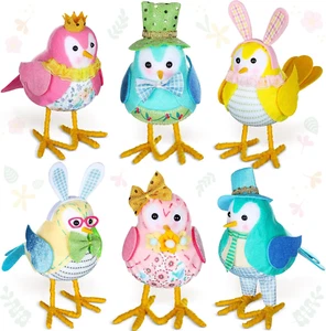 6 Pcs Plush Bird Decorations Bird Figurines Doll Table Ornament Plush Sparrow Fa - Picture 1 of 14
