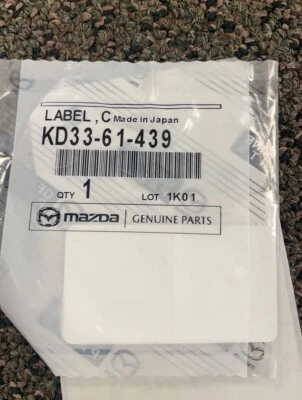 NEW OEM Mazda 2013-2020 Mazda3 Mazda6 CX-5 A/C Air Conditioner Label KD33-61-439 - Image 1 of 2