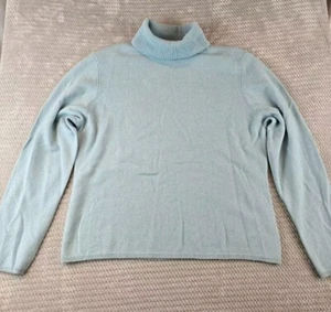 READ Charter Club Sweater Women XL Cashmere ICE BLUE Turleneck Classic Knit - Picture 1 of 8