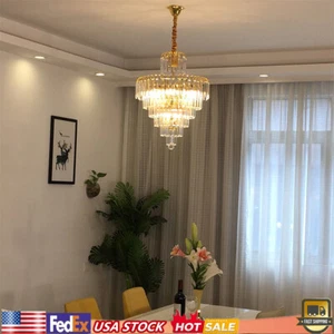 Modern Crystal Chandelier Luxury Ceiling Light Living Room Pendant Lamp Fixture - Picture 1 of 16