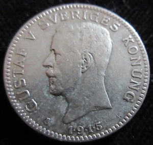 MDS SCHWEDEN SWEDEN 1 KRONA 1915 "GUSTAF V", SILBER  #R - Picture 1 of 2