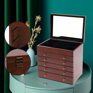 6 Schicht Schmuckschatulle Schmuckkästchen Schmuck Aufbewahrungsbox mit Spiegel - Bild 1 von 13