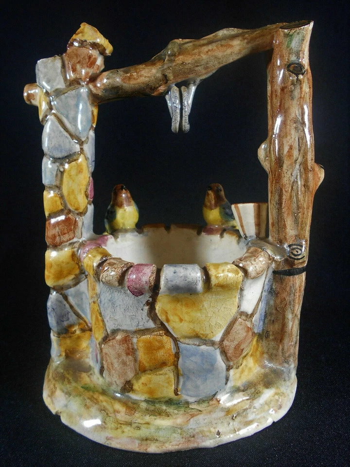 PUITS AUX OISEAUX EN FAÏENCE BARBOTINE DE VALLAURIS ALBERT FERLAY - Photo 1/4