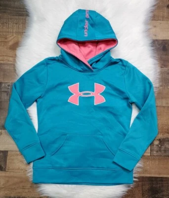 Sudadera con Capucha Under Armour Jóvenes Niñas Talla Grande Azul Turquesa/Rosa Foto 1 de 4