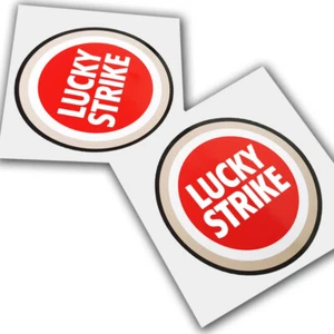 Lucky Strike weißer Text Motorrad Sponsor Grafik Abziehbilder Aufkleber x 2 STCK.  - Bild 1 von 3