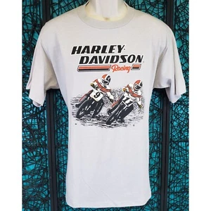 VINTAGE HARLEY DAVIDSON RACING XR750 #9 #11 DAYTONA 1986 HERREN T-SHIRT L GRAU - Bild 1 von 8
