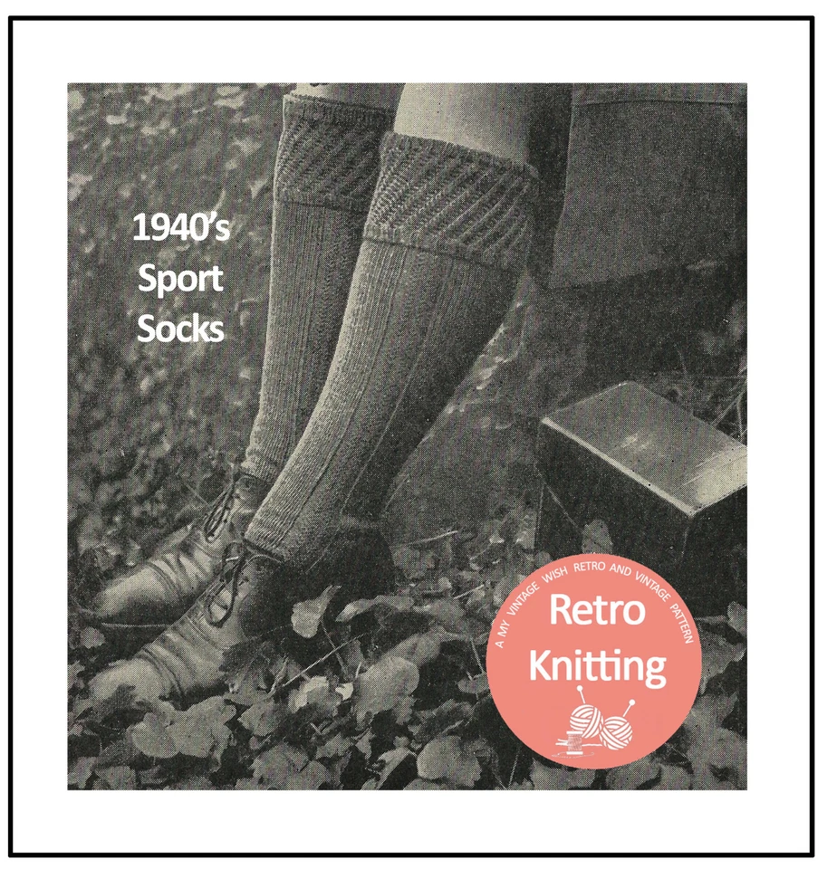 1940's Men's Knee Socks Knitting Pattern - Copy - Image 1 of 1