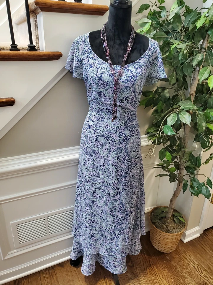 Jaclyn Smith Women's Polyester Round Neck Short Sleeve Casual Long Maxi Dress 12 - Image 1 of 4