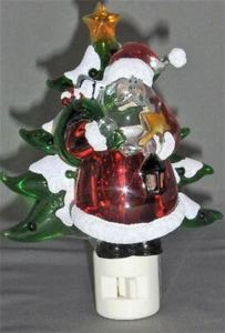 Santa Claus & Christmas Tree Night Light Sack Lantern Star Extra Bulb Rotates - Picture 1 of 6